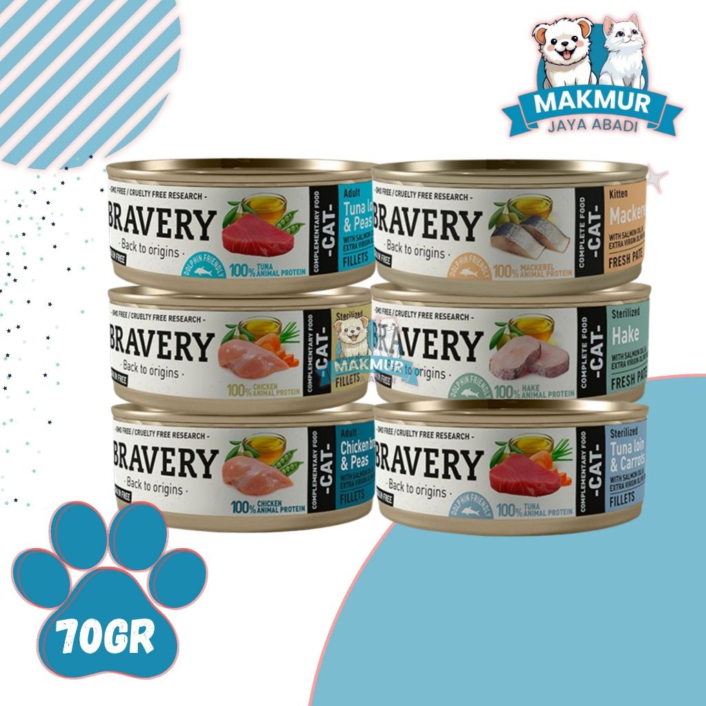 BRAVERY Wet Food for Cats 70gr / Makanan Basah Kucing / Wet Food