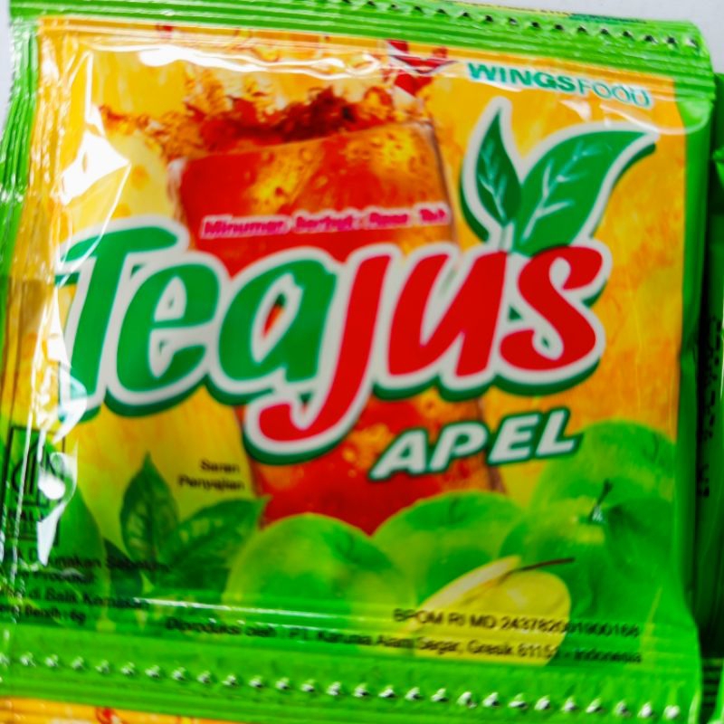 

Teajus minuman serbuk rasa teh aroma melati / gula baru / apel kemasan 1 renteng isi 10 bungkus