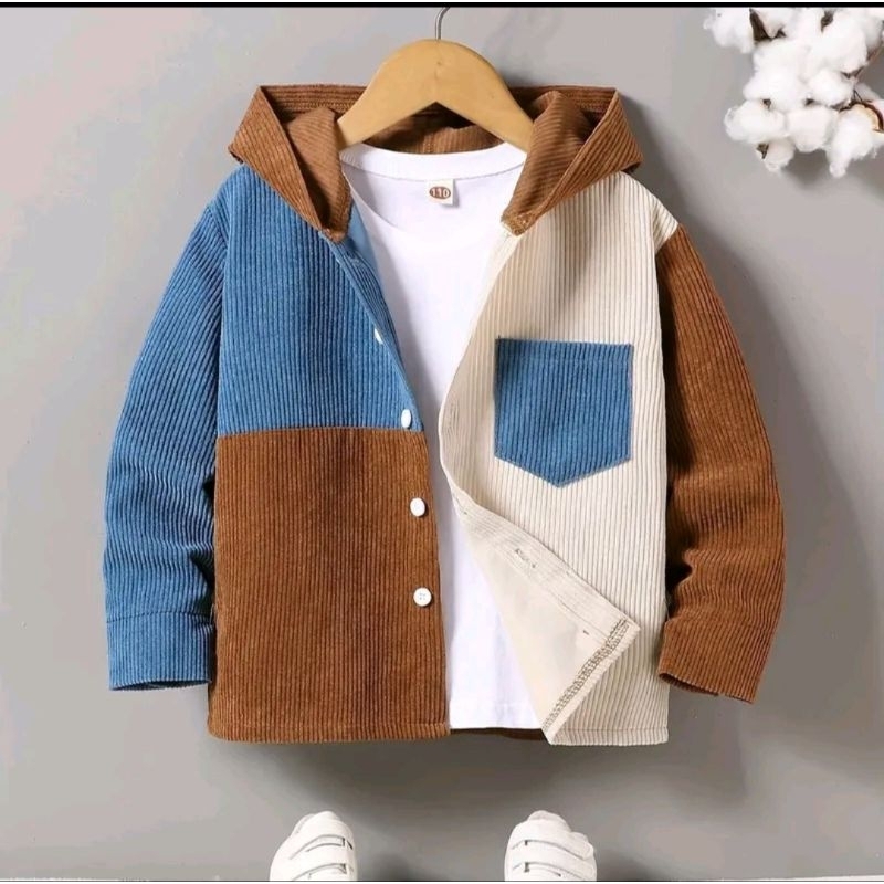 Wibbikids.id || Kemeja Anak Kombinasi 3 Warna Corduroy Usia 1-12thn