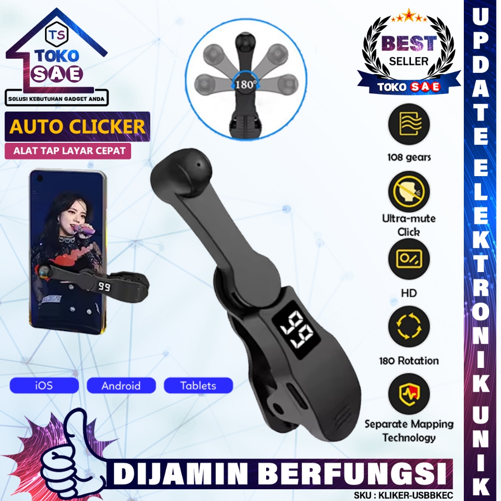 Auto Kliker HP Alat Tap Tap Screen Layar HP Otomatis Auto Klik Like Live Otomatis Portabel Kecepatan