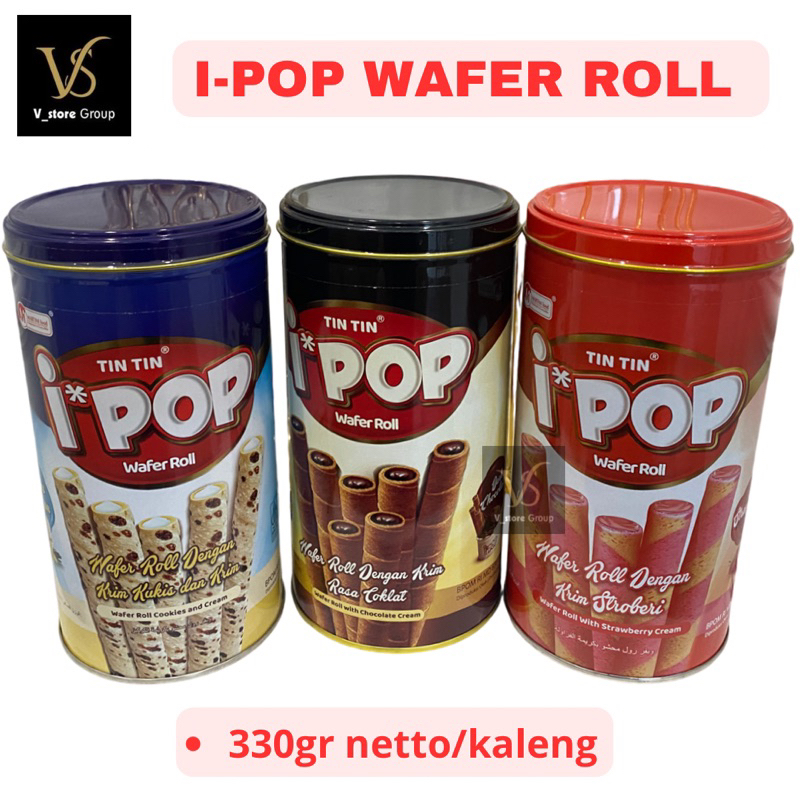 

TIN TIN I'POP WAFER ROLL KALENG/WAFER ROLL KALENGAN NETTO 330GR BY MARTINI FOOD