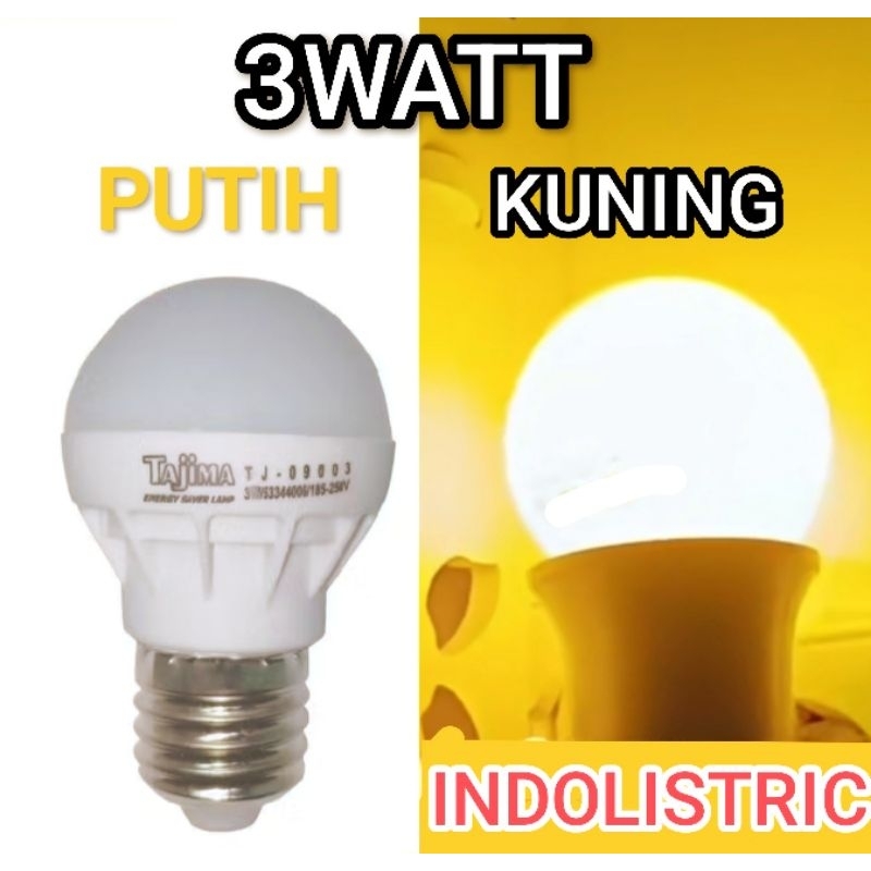 BOHLAM LAMPU E27 3 WATT PUTIH DAN KUNING