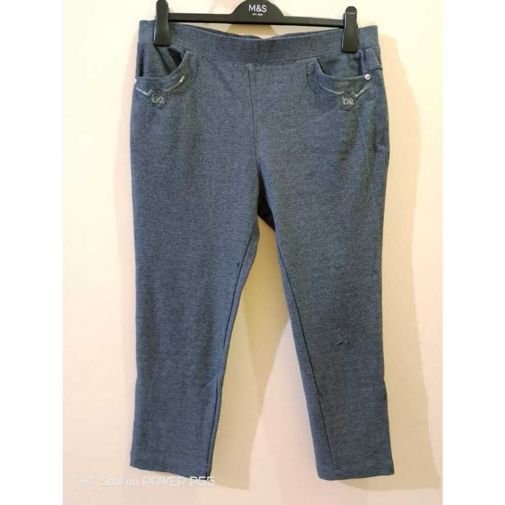 PRELOVED Sudah Dicuci Celana Panjang Wanita Kain Jeans Pressbody Bebe Saya Nissan Jumbo XXL L Abu-ab