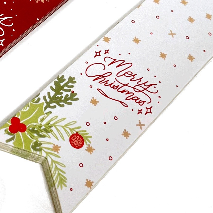 

10 Pcs Sticker Seal Christmas Warna Putih Material Chromo Lintex Ukuran 4 x 19.5 cm