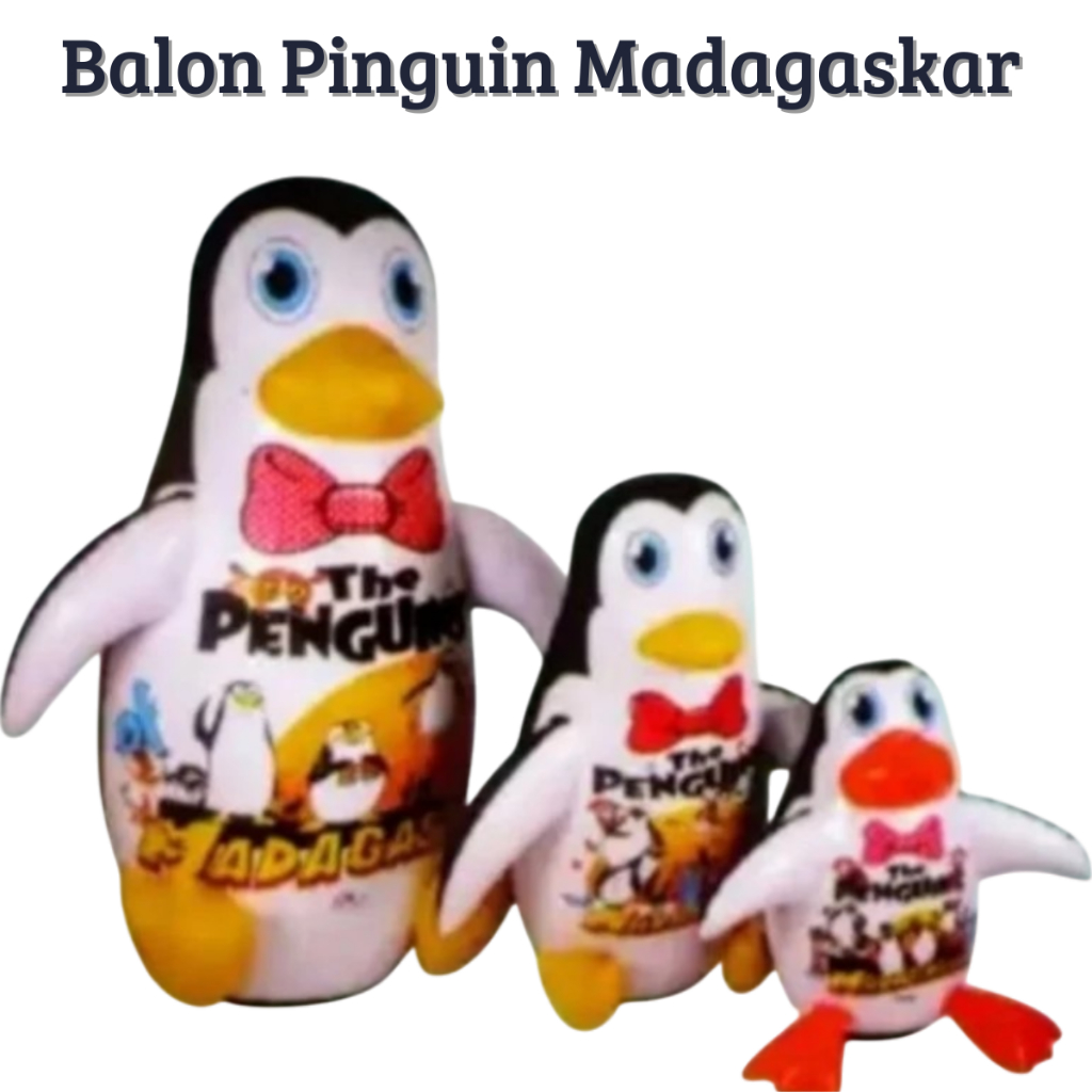 Balon Tiup Tinju Pinguin Madagaskar Besar Balon Penguins Tanggung Kecil EN18