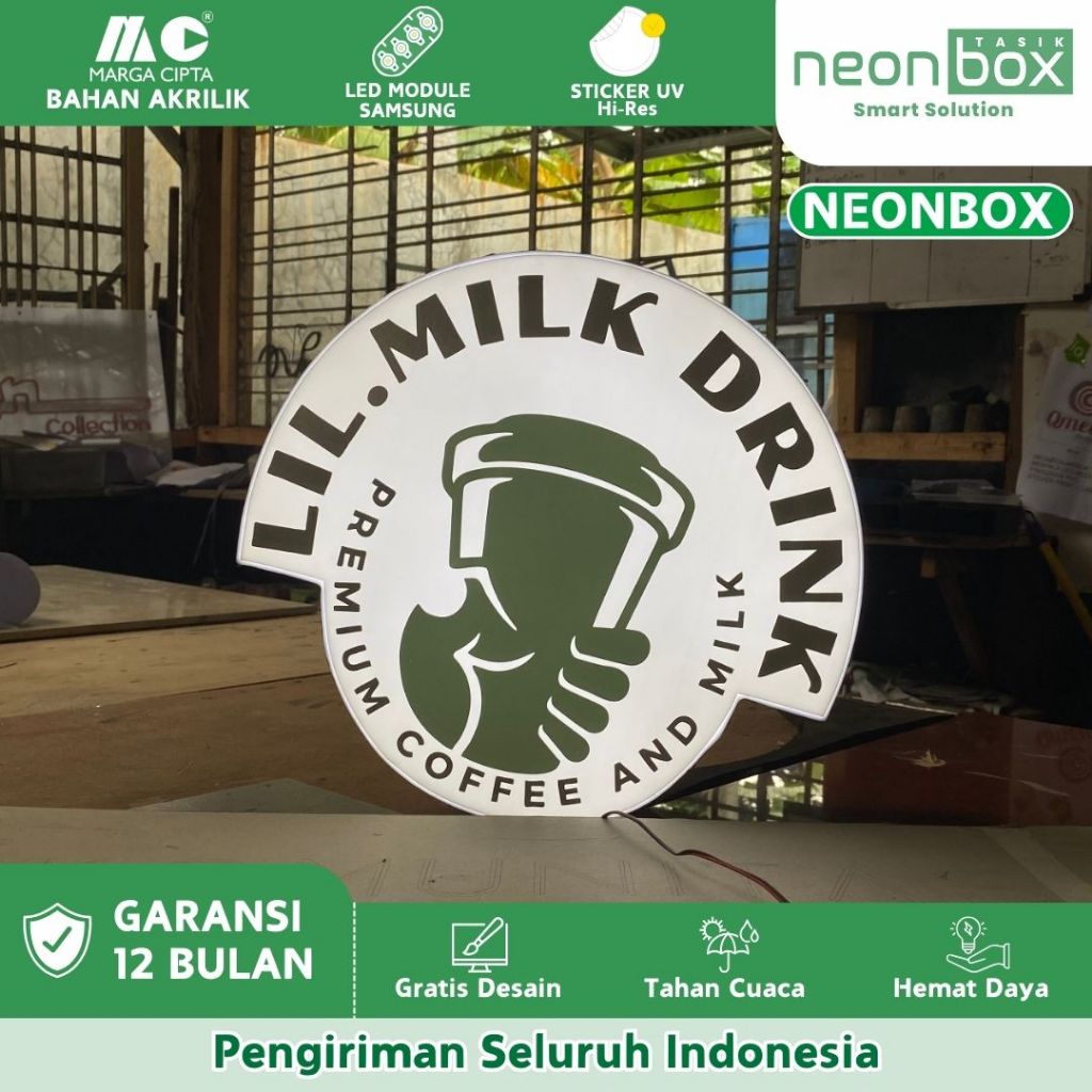 Neon Box Custom Free Desain Neon Box Outdoor Indoor Premium Neon Box Akrilik Bundar Bebas Bentuk Log