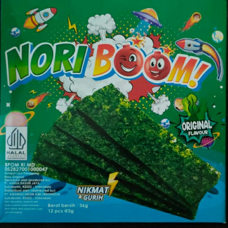 

Nori boom seaweed rasa original per box isi 12 bks @ 3g