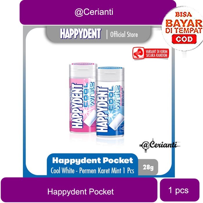 

Happydent Cool White Pocket Bottle 28g - Permen Karet_Cerianti