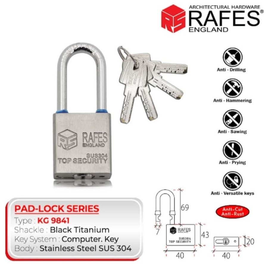 Gembok Pad Lock Series RAFES ENGLAND - KG 9841