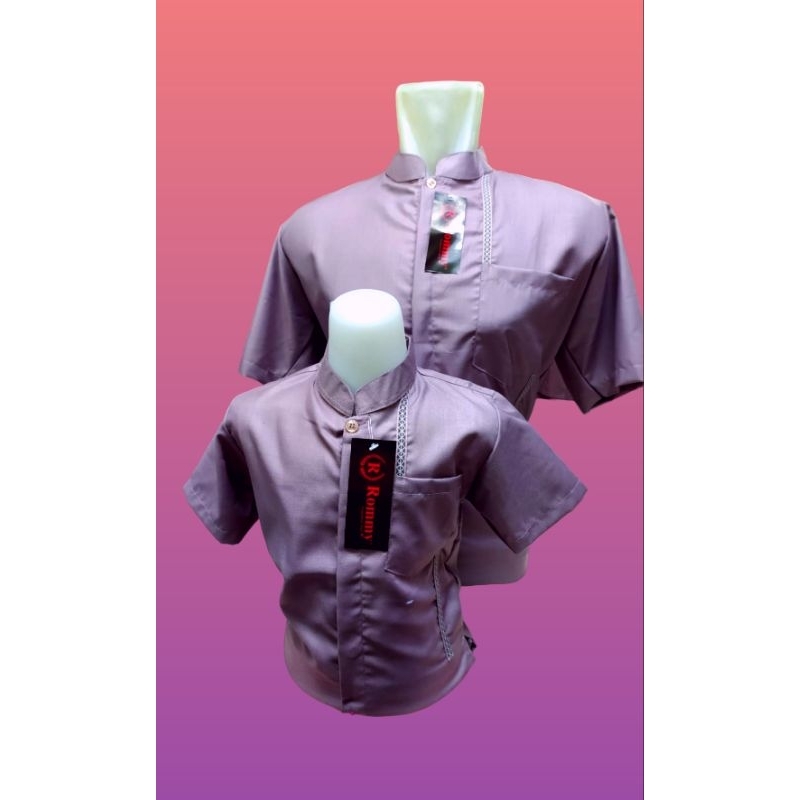 Baju Koko Muslim Pria Dewasa/Couple Rommy - Ungu Lilac bahan Katun Toyobo