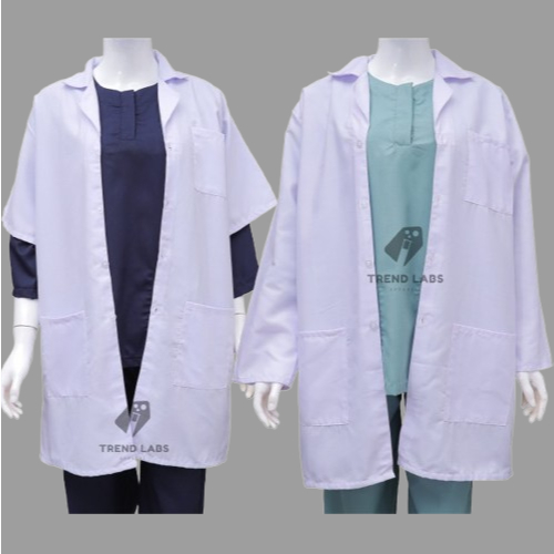 Jas Laboratorium Lengan Panjang Warna Putih - Bahan Oxford Kenari
