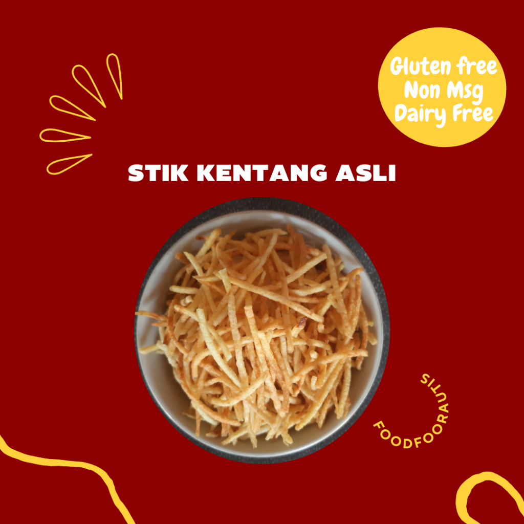 

STIK KENTANG ASLI NON MSG GLUTEN FREE/MSG FREE/SNACK AUTISME/DAIRY FREE