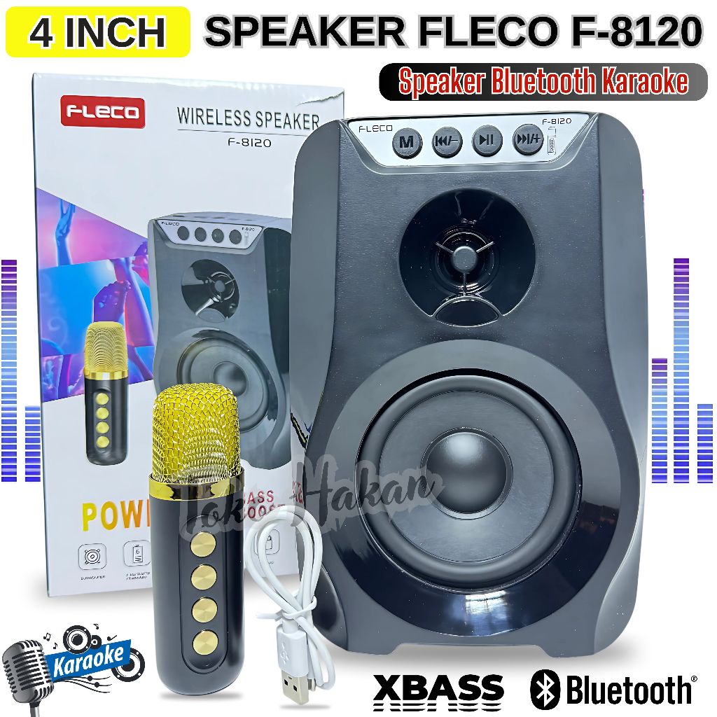 Murah ~ Speaker Bluetooth Fleco F-8120 Full Bass ( BONUS MIC ) Speaker Aktif Free Mic / Salon Blueto