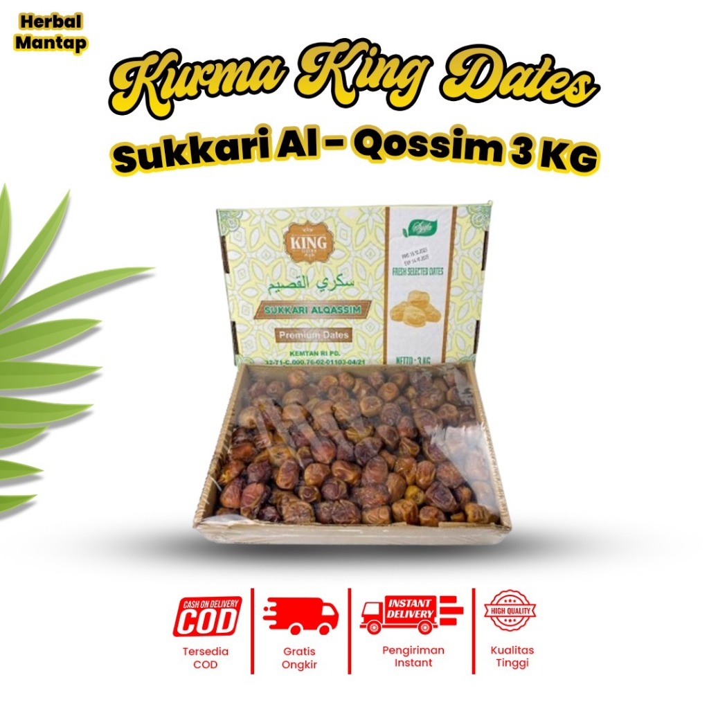 

Kurma Sukkari King Al Qossim Ukuran 3 kg Kwalitas Fresh Di Packing Dengan Aman Kurma Raja