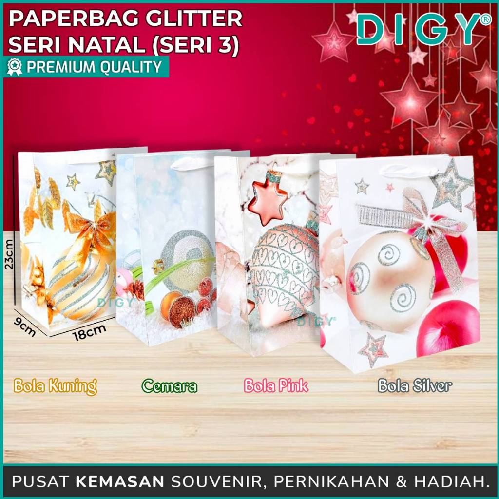 

Paper Bag Glitter Souvenir Natal/Tas Sovenir Natal/Tas kado/Paper Bag Hadiah Natal/Paper Bag Glitter Premium Natal