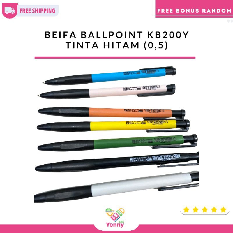 

Beifa Ballpoint Pen Tinta Hitam KB200Y (PCS)