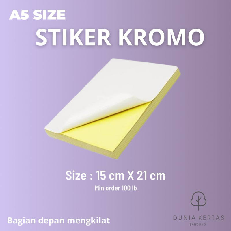 

ISI 100 LEMBAR. Sticker kromo A5 (15 x 21cm) / stiker chromo / stiker resi