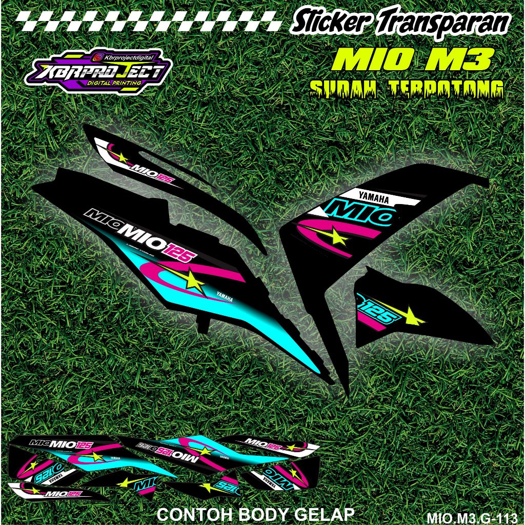 MIO M3 STIKER STRIPING MOTOR M3 STIKER YAMAHA RACING G.113 HOLOGRAM TRANSPARAN BISA COD