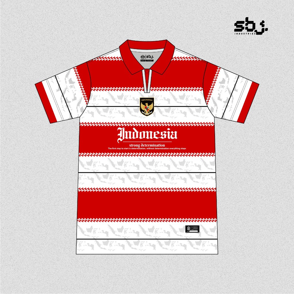 Jersey Vintage Retro Indonesia Timnas / jersey timnas /SBJ Industries/Jersey Kerah Tali/Berkerah/Dry