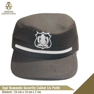 Topi Komando Security Coklat Lis Putih | Kuning