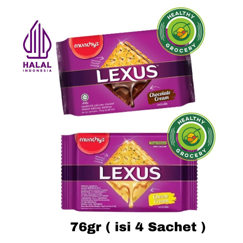 

Munchy's Lexus Cheese Cream 76gr / Biskuit Rasa Keju / Munchy's Lexus Chocolate Cream 76gr / Biskuit Rasa Cokelat