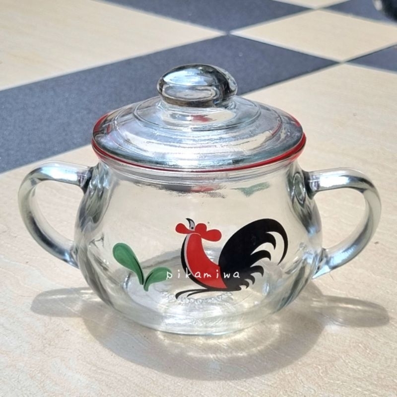 MANGKOK TUTUP KUPING KUKURUYUK KACA mangkok tutup jar tutup mangkok kaca lucu mangkok cantik