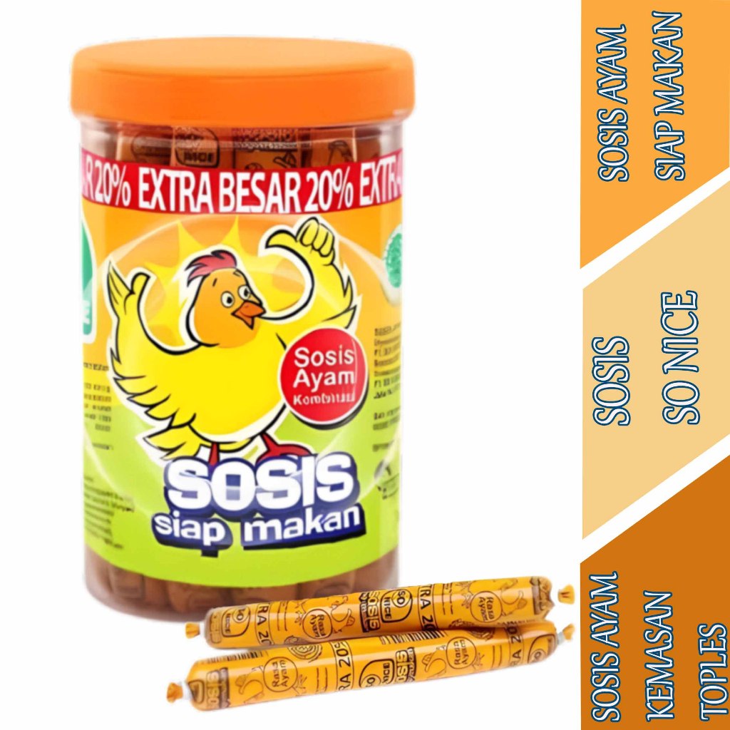 

Sosis Ayam Kemasan Toples - Sosis So Nice - Sosis Rasa Ayam Siap Makan - 24S