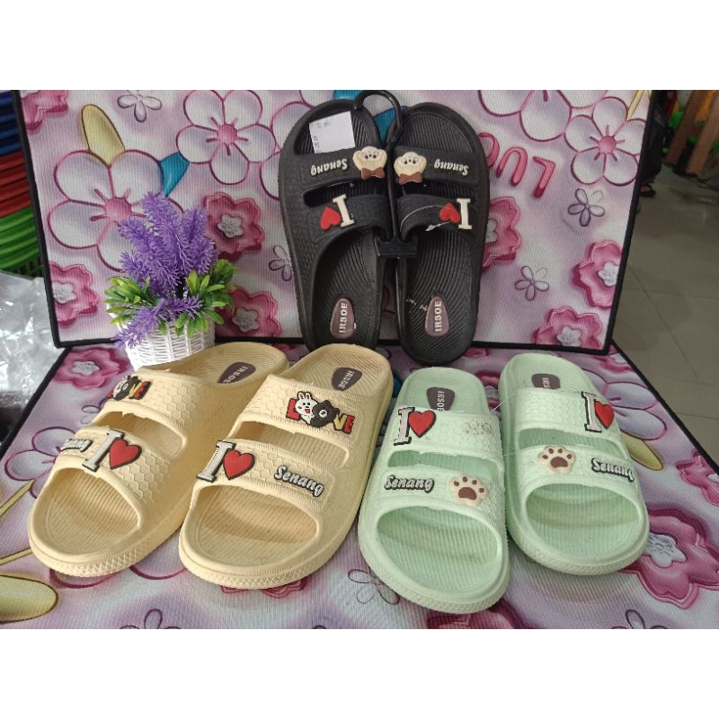 SL001 - irsoe sendal slop wanita love bear l sandal slop karet premium tebal l sendal murah sendal s