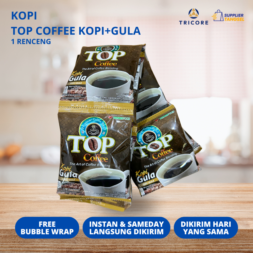 

KOPI TOP COFFEE PLUS GULA 1 Renceng isi 10pcs