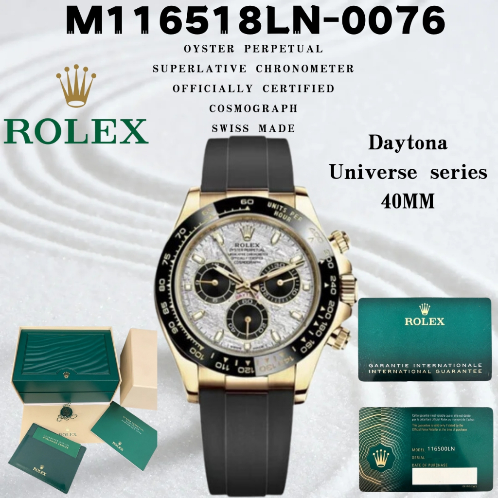 Rolex 100% Jam Tangan Rolex Asli M116518LN-0076 Seri Daytona Jam Tangan Safir Cermin Pria dan Wanita