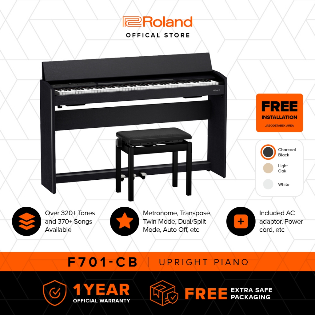 Roland F701 Digital Piano (Black) Termasuk Kursi Piano Roland BNC-05 Adjustable