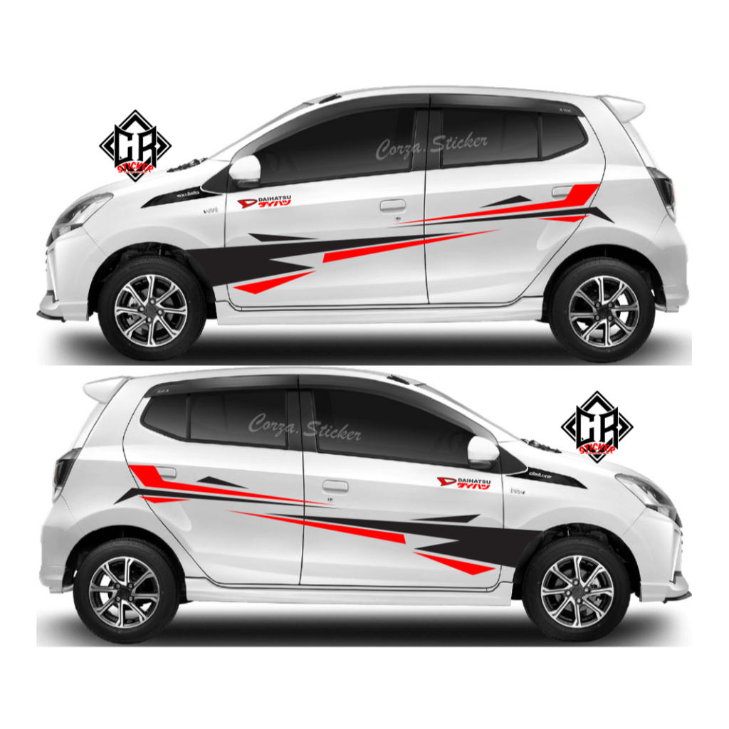 Sticker list body mobil Daihatsu ayla stiker cutting mobil ayla