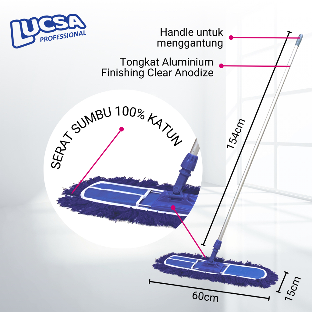 Lucsa Pro Sapu Lobby Duster 60cm Lobby Duster Pel Lantai Lobi Kantor Mall