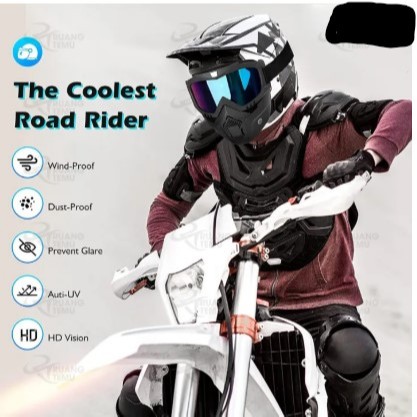 Kacamata Mask Motor Hitam/Transparan Retro Trail Cross Goggle Goggles Windproof Google Helm Masker