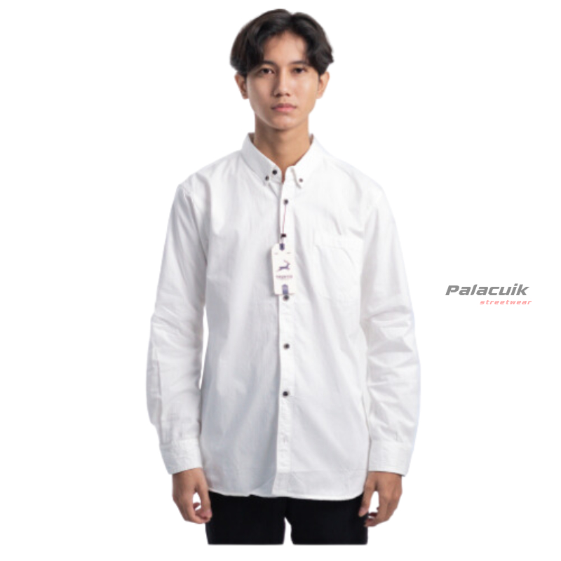 Kemeja Polos Panjang Pria Warna Putih | Kemeja Polos Kasual | Kemeja Polos Putih