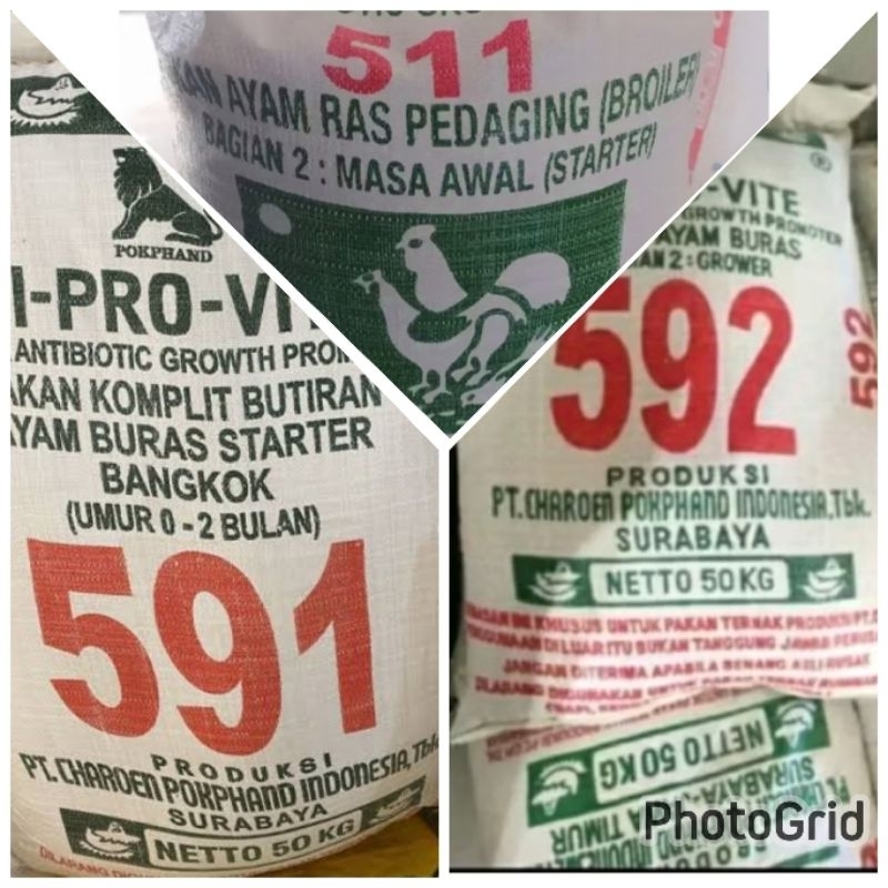 PAKAN AYAM ECER 591 592 511 HI PRO VITE Pur Ayam Pedaging Ayam Bangkok 1kg