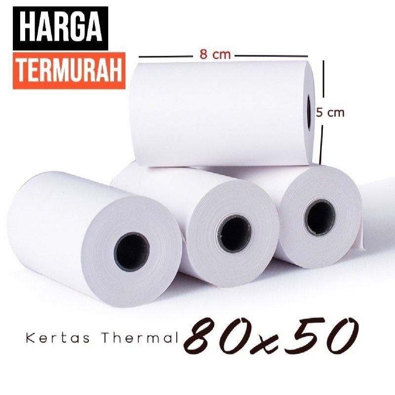 

kertas kasir thermal EDC bluetooth 80×50mm paket hemat 1Roll