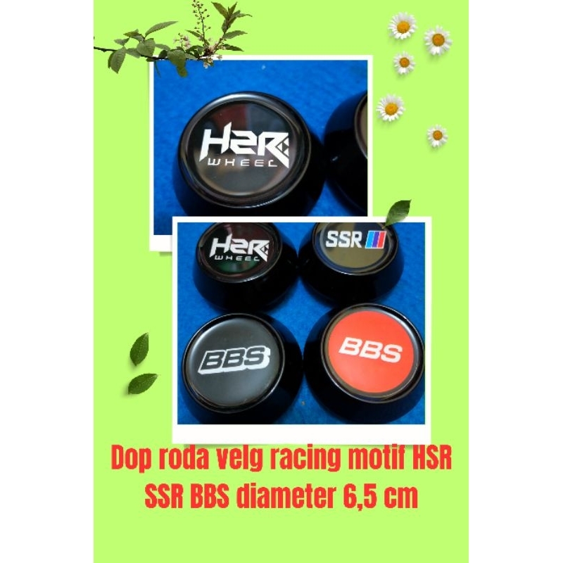 dop roda tutup velg racing motif SSR BBS HSR kerucut hitam diameter 6,5 cm