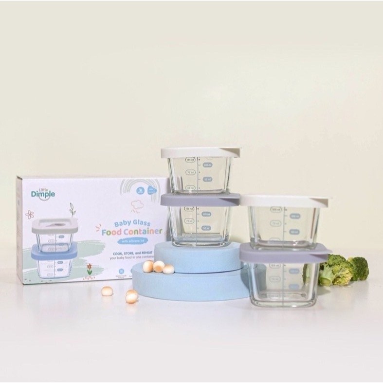 BABY FOOD CONTAINER KONTAINER KACA TEMPAT MENYIMPAN MAKANAN MPASI BAYI + SILICON + TAHAN PANAS OVEN 