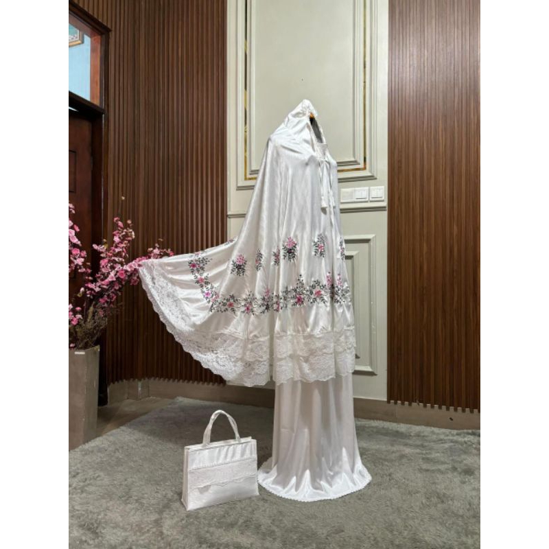 MUKENA NINA SUTRA BORDIR PREMIUM/MUKENA PUTIH BORDIR PREMIUM