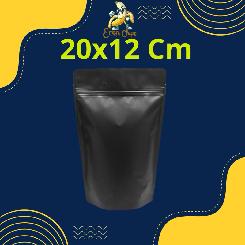 Standing Pouch Warna Hitam Polos 12x20 cm Full Metalize Foil Ziplock Plastik Klip Kemasan Sealer Mak