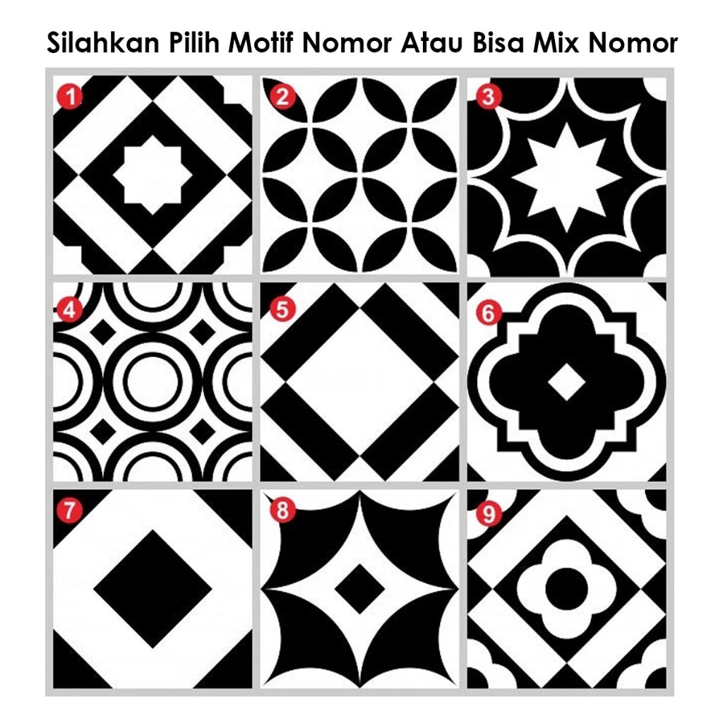 PREMIUM STICKER TEGEL HITAM PUTIH / STIKER LANTAI / CUSTOM STIKER / STIKER TANGGA / STIKER KERAMIK