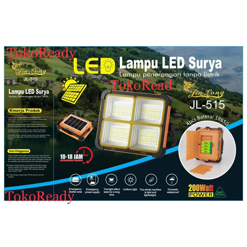 Lampu LED Surya / Lampu Penerangan Tanpa Listrik JL-515 200 watt