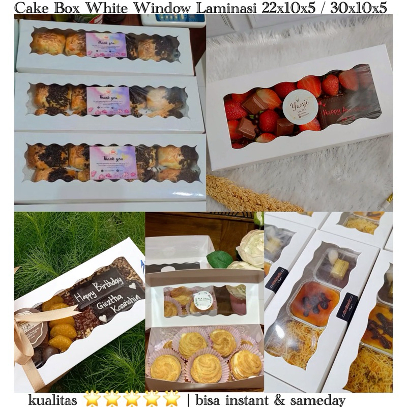 Kotak Kue Glossy + Jendela 22x10x7.5 dan 22x10x5 cm Kotak Brownies/Box Cake/Kotak Kue Mika/Dus Mewah