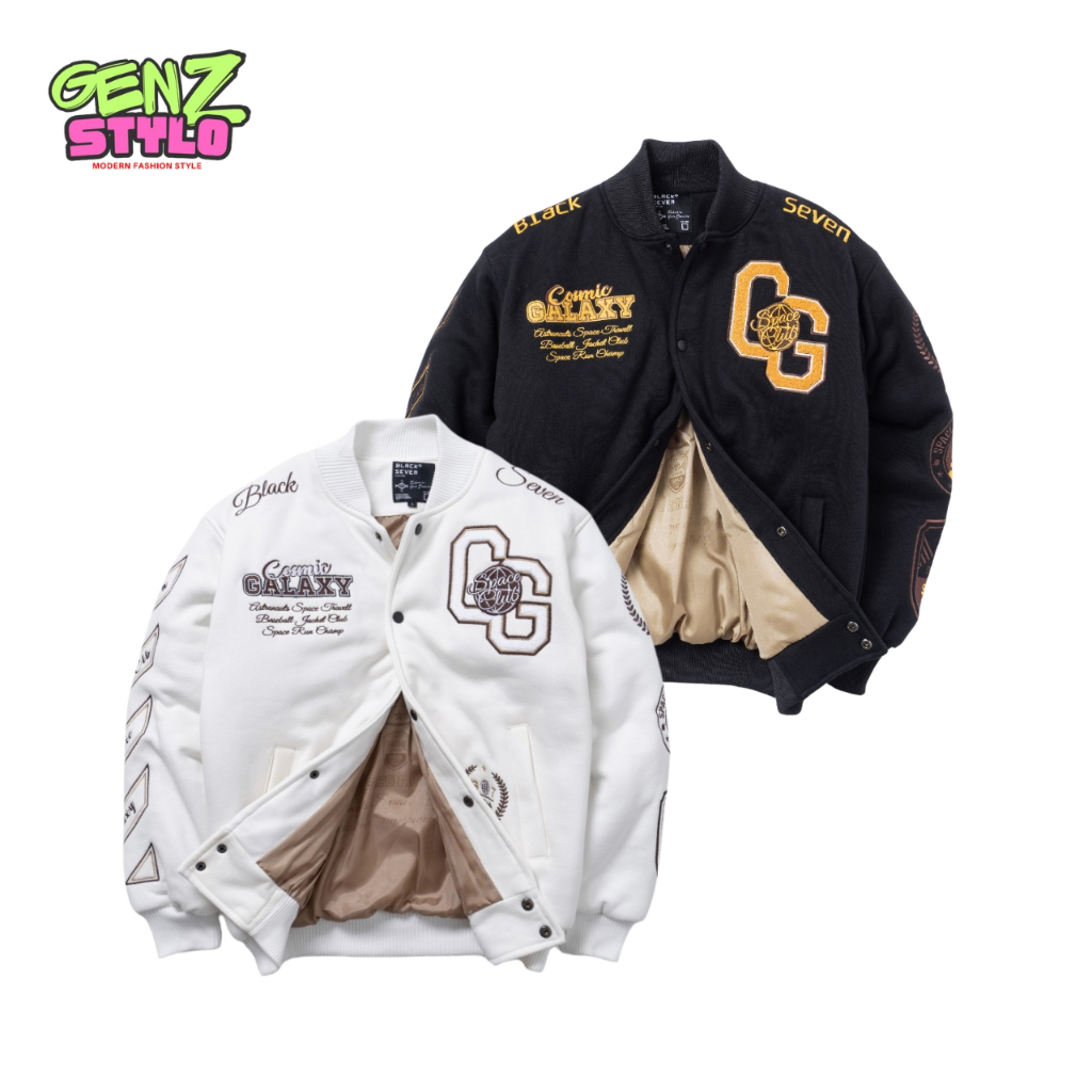 Varsity Jacket | Cosmic Galaxy - Black Gold & White Edition Wanita - Pria