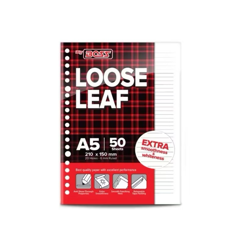 

BIG BOSS LOOSE LEAF A5 50SHEETS 210x150MM