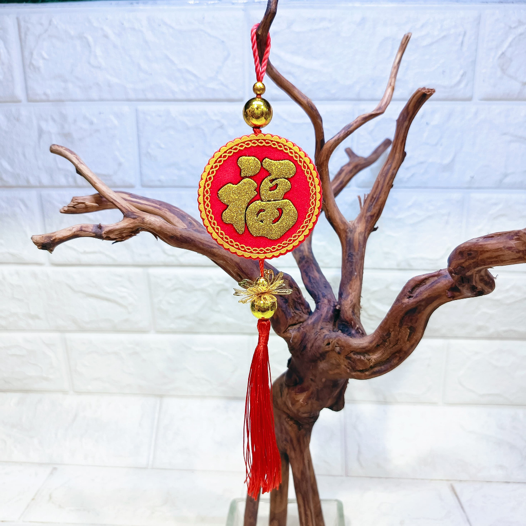 

Sticker lingkaran hoki bahan kain bordir perayaan imlek CNY hiasan gantungan