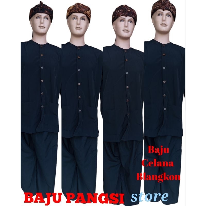 Stelan baju pangsi lelaki dewasa bonus iket blangkon/baju adat daerah khas Sunda/baju samin
