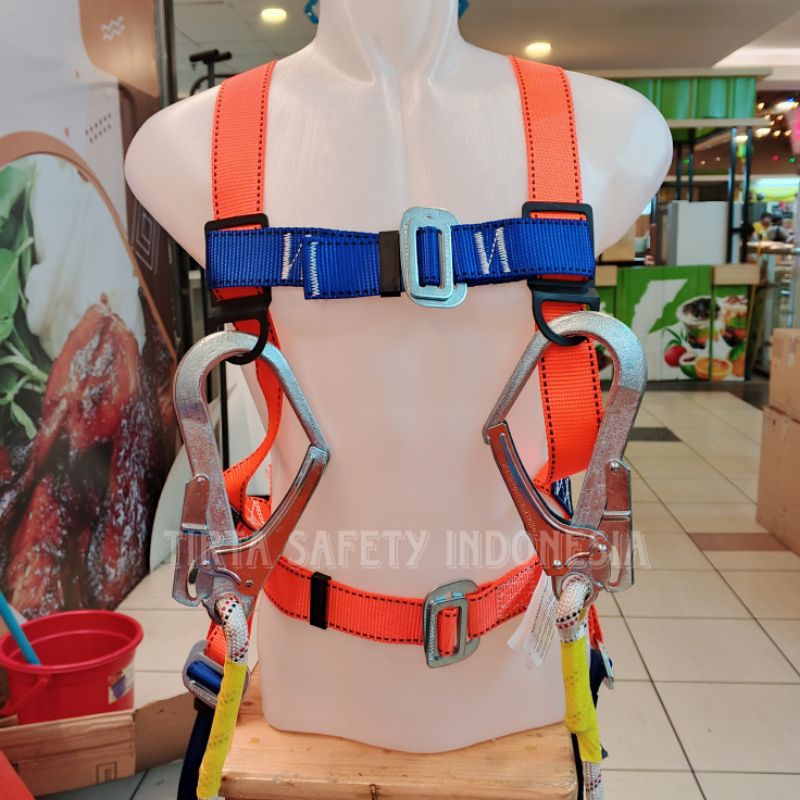 FULL BODY HARNESS DOUBLE HOOK WITH ABSORBER MURAH - SAFETY HARNESS MURAH - FULL BODY HARNESS