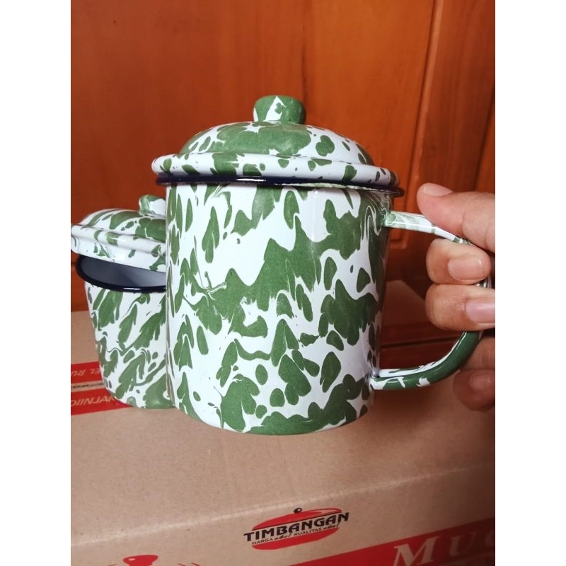 Mug timbangan 10 cm / mug lurik jadul